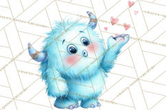Valentine Monster Clipart, Cute Valentine Monsters PNG Product Image 5