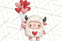 Love Monster Valentine Clipart Cute Kawaii PNG Product Image 3