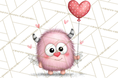 Love Monster Valentine Clipart Cute Kawaii PNG Product Image 2