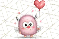 Love Monster Valentine Clipart Cute Kawaii PNG Product Image 2