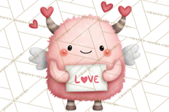 Love Monster Valentine Clipart Cute Kawaii PNG Product Image 5