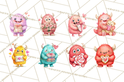 Valentine Monster Clipart, Cute Valentine Monsters PNG Product Image 6