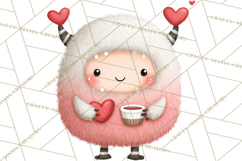 Love Monster Valentine Clipart Cute Kawaii PNG Product Image 2