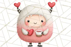 Love Monster Valentine Clipart Cute Kawaii PNG Product Image 2