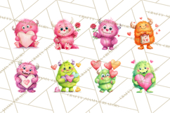 Valentine Monster Clipart, Cute Valentine Monsters PNG Product Image 8
