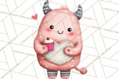 Love Monster Valentine Clipart Cute Kawaii PNG Product Image 4