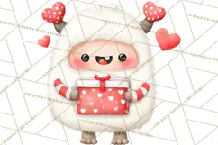 Love Monster Valentine Clipart Cute Kawaii PNG Product Image 5