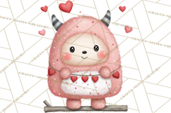 Love Monster Valentine Clipart Cute Kawaii PNG Product Image 2