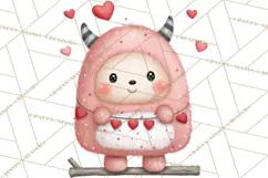 Love Monster Valentine Clipart Cute Kawaii PNG Product Image 2