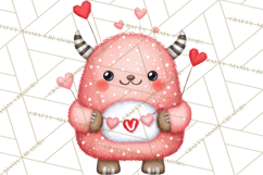 Love Monster Valentine Clipart Cute Kawaii PNG Product Image 3