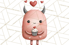 Love Monster Valentine Clipart Cute Kawaii PNG Product Image 4