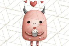 Love Monster Valentine Clipart Cute Kawaii PNG Product Image 4