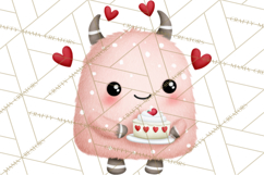 Love Monster Valentine Clipart Cute Kawaii PNG Product Image 5