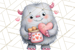 Valentine Monster Clipart, Cute Valentine Monsters PNG Product Image 3