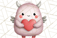 Love Monster Valentine Clipart Cute Kawaii PNG Product Image 3