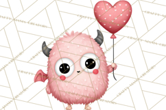 Love Monster Valentine Clipart Cute Kawaii PNG Product Image 2
