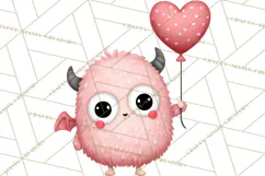 Love Monster Valentine Clipart Cute Kawaii PNG Product Image 2