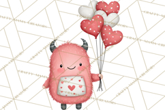 Love Monster Valentine Clipart Cute Kawaii PNG Product Image 3