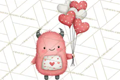 Love Monster Valentine Clipart Cute Kawaii PNG Product Image 3