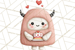 Love Monster Valentine Clipart Cute Kawaii PNG Product Image 4