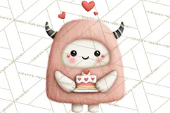 Love Monster Valentine Clipart Cute Kawaii PNG Product Image 4