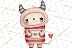Love Monster Valentine Clipart Cute Kawaii PNG Product Image 2