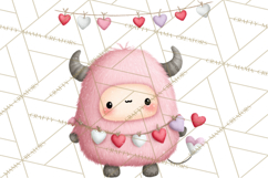 Love Monster Valentine Clipart Cute Kawaii PNG Product Image 3