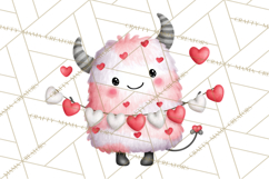 Love Monster Valentine Clipart Cute Kawaii PNG Product Image 4