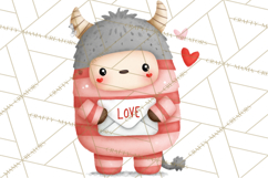 Love Monster Valentine Clipart Cute Kawaii PNG Product Image 5