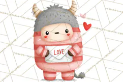 Love Monster Valentine Clipart Cute Kawaii PNG Product Image 5