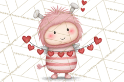 Love Monster Valentine Clipart Cute Kawaii PNG Product Image 2