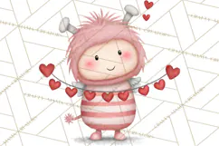 Love Monster Valentine Clipart Cute Kawaii PNG Product Image 2