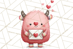 Love Monster Valentine Clipart Cute Kawaii PNG Product Image 3