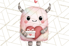 Love Monster Valentine Clipart Cute Kawaii PNG Product Image 4
