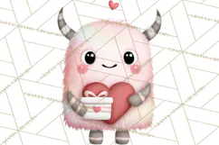 Love Monster Valentine Clipart Cute Kawaii PNG Product Image 4