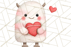 Love Monster Valentine Clipart Cute Kawaii PNG Product Image 5