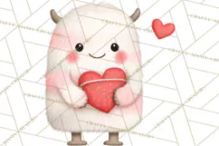 Love Monster Valentine Clipart Cute Kawaii PNG Product Image 5