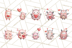 Love Monster Valentine Clipart Cute Kawaii PNG Product Image 5