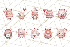 Love Monster Valentine Clipart Cute Kawaii PNG Product Image 7