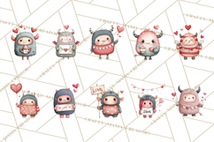 Love Monster Valentine Clipart Cute Kawaii PNG Product Image 8