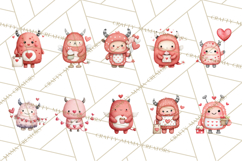 Love Monster Valentine Clipart Cute Kawaii PNG Product Image 9
