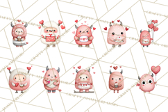 Love Monster Valentine Clipart Cute Kawaii PNG Product Image 2