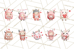 Love Monster Valentine Clipart Cute Kawaii PNG Product Image 3