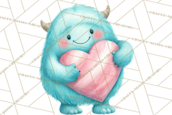 Valentine Monster Clipart, Cute Valentine Monsters PNG Product Image 5