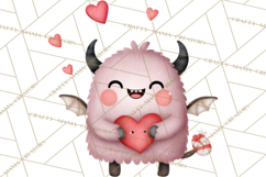 Love Monster Valentine Clipart Cute Kawaii PNG Product Image 5
