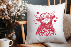 Love Moo-ment Highland Cow SVG | Cute Valentine Cow Clipart Product Image 2