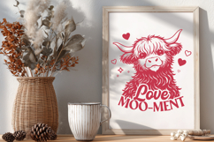 Love Moo-ment Highland Cow SVG | Cute Valentine Cow Clipart Product Image 3