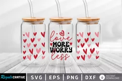 Love More Worry Less SVG, Valentine's Day SVG Design Product Image 1