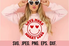 Love More Worry Less SVG - Retro Valentine's Day Smiley SVG Product Image 1