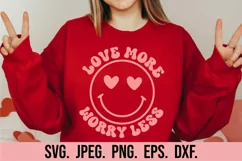 Love More Worry Less SVG - Retro Valentine's Day Smiley SVG Product Image 2